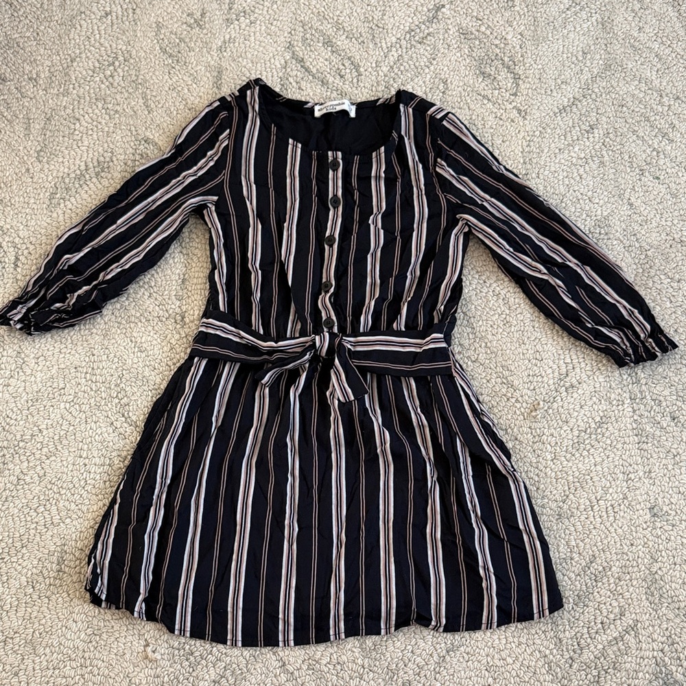 Abercrombie Kids Girls Black, White and Pink Striped Dress